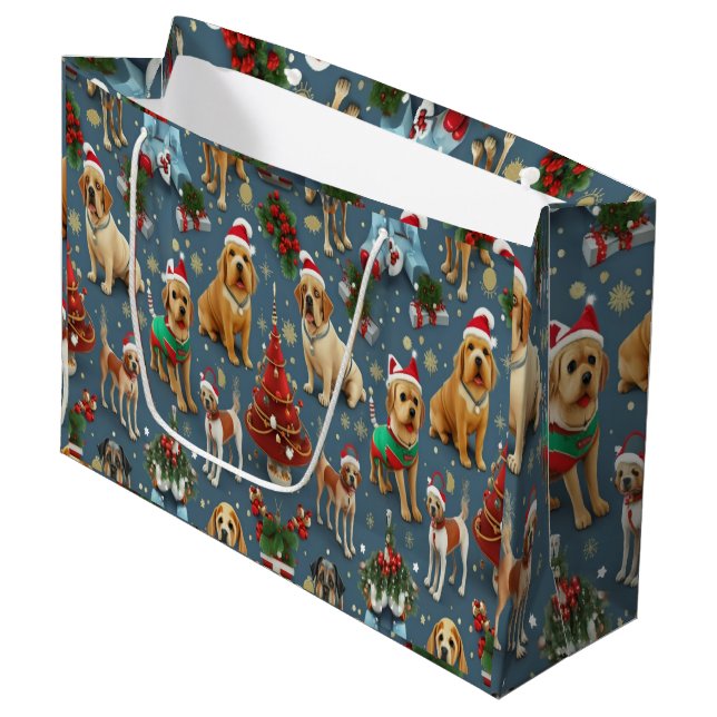 Christmas Vibes dogs seamless Pattern  Large Gift Bag (Front Angled)