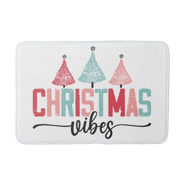 Christmas Vibes - Festive Tree Design Bath Mat (Front)