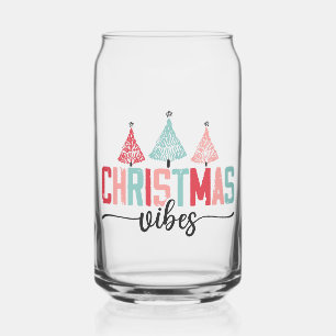 Christmas Vibes - Festive Tree Design Can Glass