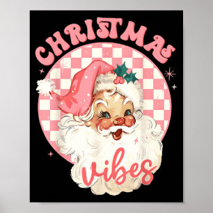 Christmas Vibes Nk Santa Claus Disco Vintage Xmas Poster