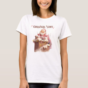 Christmas Vibes Pink Santa T-Shirt