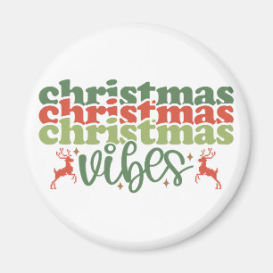 Christmas Vibes Retro Groovy Christmas Holidays Magnet