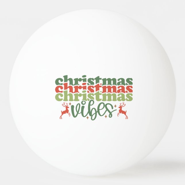 Christmas Vibes Retro Groovy Christmas Holidays Ping Pong Ball (Front)