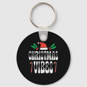 Christmas Vibes Retro Vintage Groovy Xmas Men Wome Keychain
