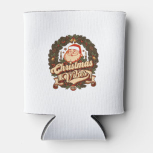 Christmas Vibes Santa Claus Wreath Bells Can Cooler