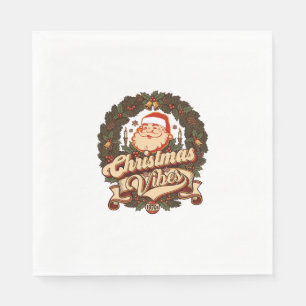 Christmas Vibes Santa Claus Wreath Bells Napkin