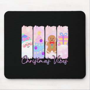 Christmas Vibes Santa Claus Xmas Tree Gingerbread Mouse Pad