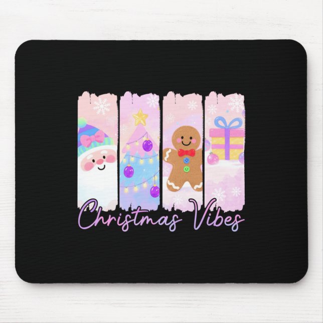 Christmas Vibes Santa Claus Xmas Tree Gingerbread  Mouse Pad (Front)