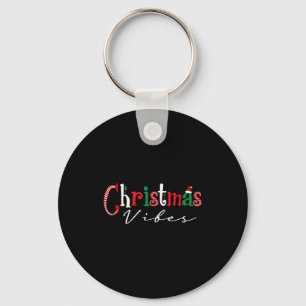 Christmas Vibes Santa Hat, Holly, Holiday Vibes Ch Keychain
