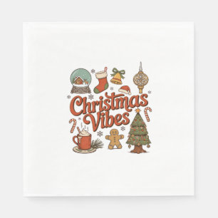 Christmas Vibes Snow Globe Gingerbread Man Tree Napkin