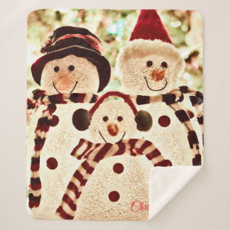 Christmas Vibes Snowman Celebration Sherpa Blanket