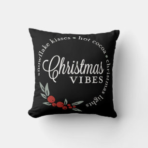 Christmas Vibes Wreath Throw Pillow