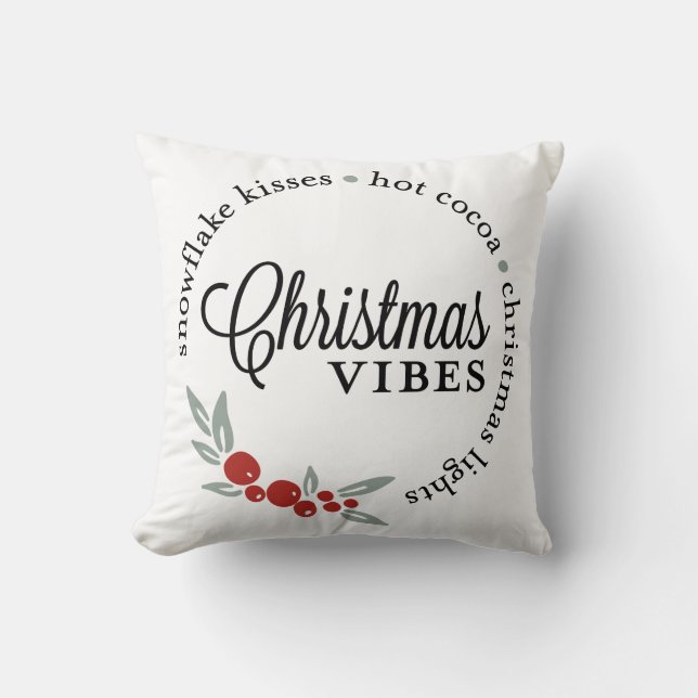 Christmas Vibes Wreath Throw Pillow (Front)
