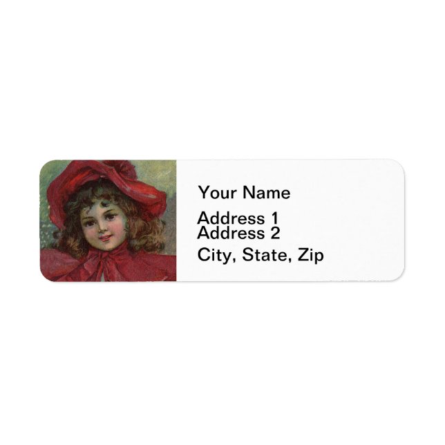 Christmas Victorian Child Red Hat Girl Portrait Ar (Front)