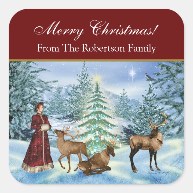 Christmas Victorian Personalized Gift Stickers (Front)