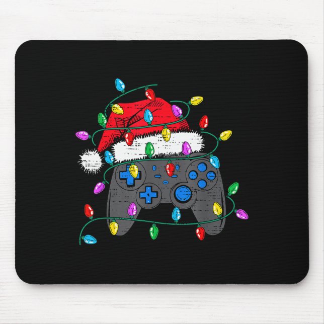 Christmas Video Game Controller Hat Santa Gamer Bo Mouse Pad (Front)