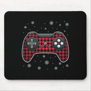 Christmas Video Game Controller Red Plaid Gamer Bo Mouse Pad