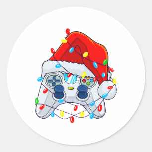 Christmas Video Game Controller Santa Gamer Boys Classic Round Sticker