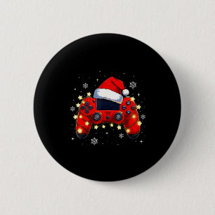 Christmas Video Game Controller Santa Hat Gamer Bo 2 Inch Round Button