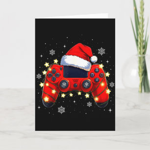Christmas Video Game Controller Santa Hat Gamer Bo Card