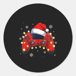 Christmas Video Game Controller Santa Hat Gamer Bo Classic Round Sticker