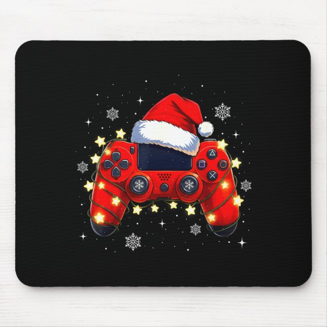 Christmas Video Game Controller Santa Hat Gamer Bo Mouse Pad (Front)