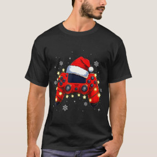 Christmas Video Game Controller Santa Hat Gamer Bo T-Shirt