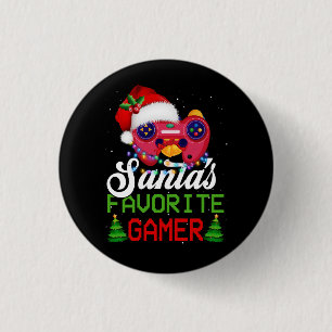 Christmas Video Gamer Santa's Favourite Gamer Game 1 Inch Round Button