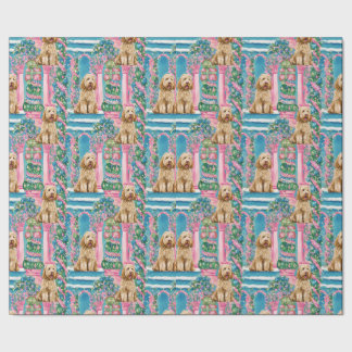 Christmas Vignette Goldendoodle Wrapping Paper