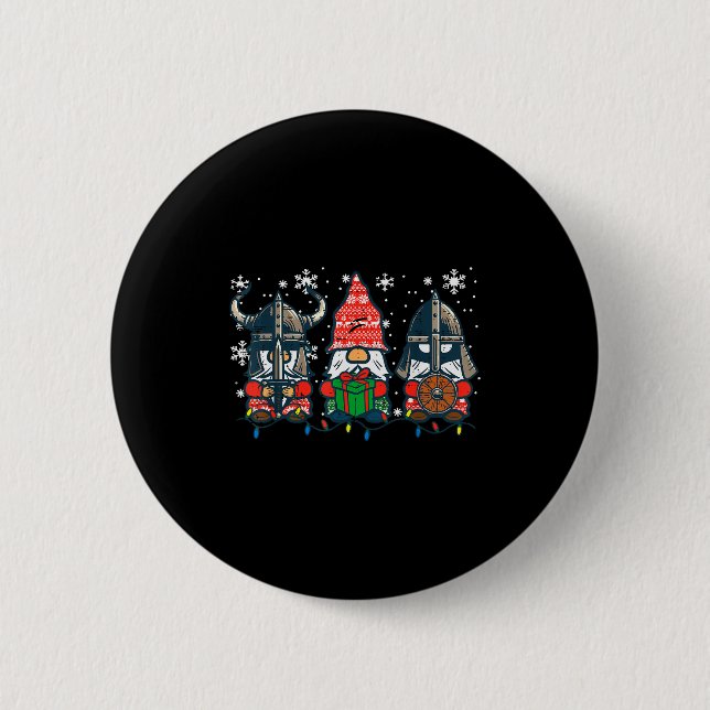 Christmas Viking Gnomes Funny Nordic Xmas Men Wome 2 Inch Round Button (Front)
