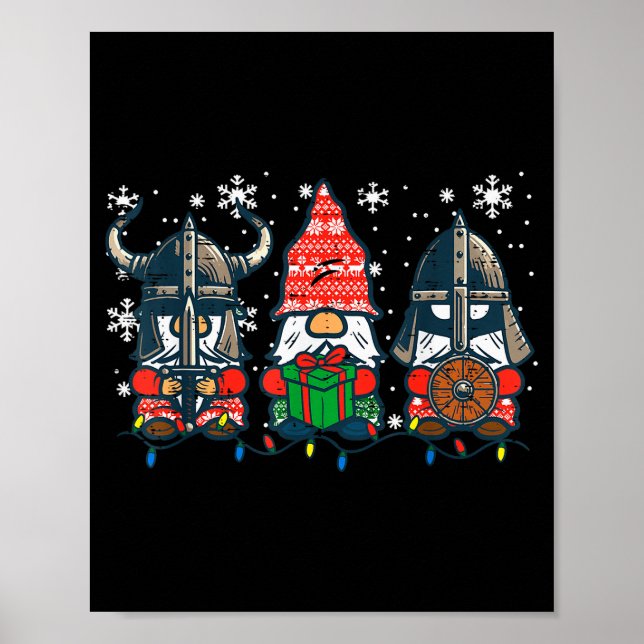 Christmas Viking Gnomes Funny Nordic Xmas Men Wome Poster (Front)