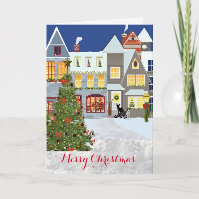 Christmas Village and Tree Greeting inside Card (Front)