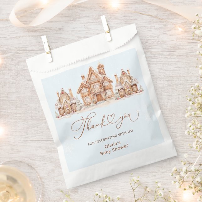 Christmas Village Blue Baby Shower Thank You Favour Bag (Clipped)