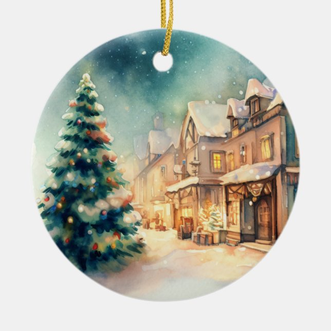 Christmas village ceramic ornament (Front)
