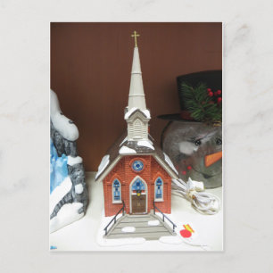 Christmas Village Church Holiday Postcard