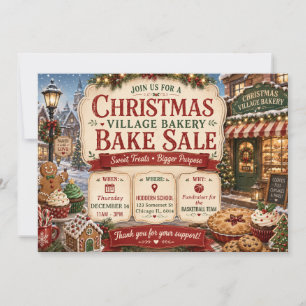 Christmas Village Cozy Holiday Bakery Bake Sale Invitation