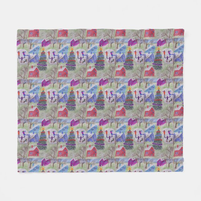 Christmas Village  Fleece Blanket (Front (Horizontal))