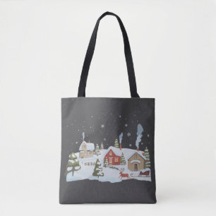 Christmas Village Holiday Farm Holiday Vintage Tote Bag