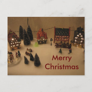 Christmas village holiday postcard