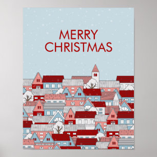 Christmas Village Holiday Poster Sign