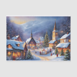 Christmas Village in the Mountains Winter  Tissue Paper