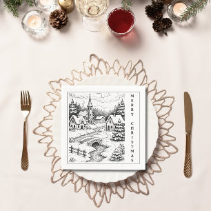 Christmas  Village in Winter Napkin
