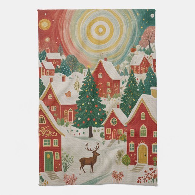 Christmas Village Kitchen Towel (Vertical)
