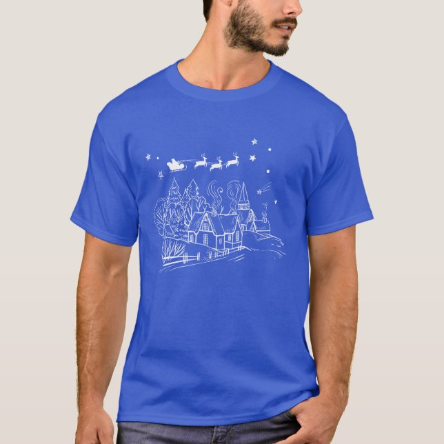christmas village Merry Christmas t shirt retro (Front)