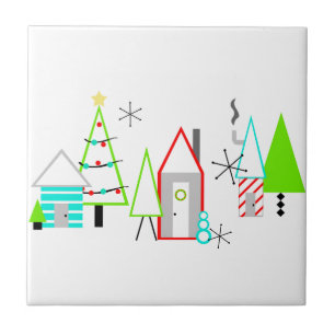christmas village mid century modern tile