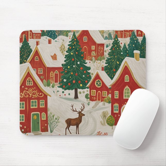 Christmas Village Mouse Pad (With Mouse)