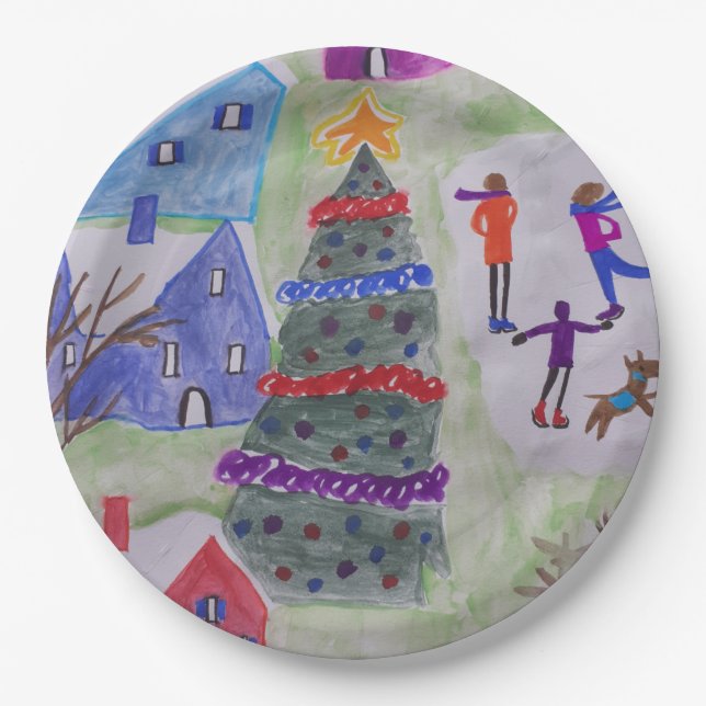 Christmas Village  Paper Plate (Front)