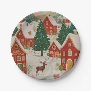 Christmas Village Paper Plate