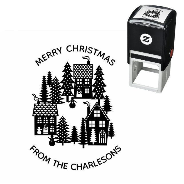 Christmas Village Personalized Holiday Self-inking Stamp (Christmas Village personalized holiday self inking stamp)