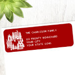 Christmas Village Red and White Return Address<br><div class="desc">A little Christmas village nestled in the snow.  Original art by Nic Squirrell. Change the name and address details to personalize.</div>